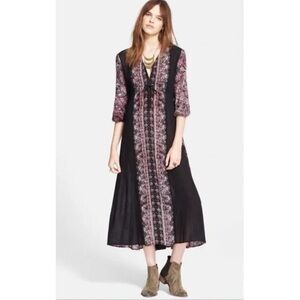 Free People Azalea Empire Waist Paisley Print Boho Midi Dress, size Medium